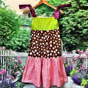 La Jenns Girls Patchwork Dress PolkaDots Elephants